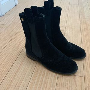 Chanel velvet chelsea boots